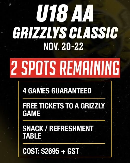 Poster for U18AA Grizzlys Classic