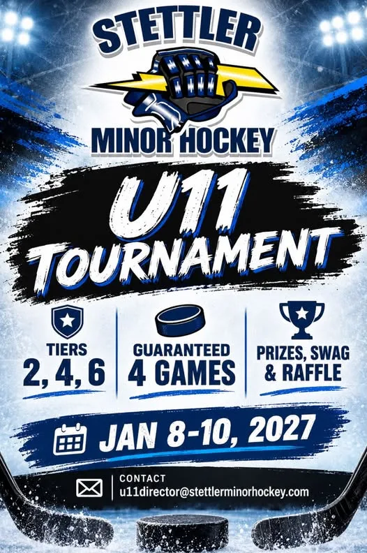 Poster for Stettler Minor Hockey U11 Tournament