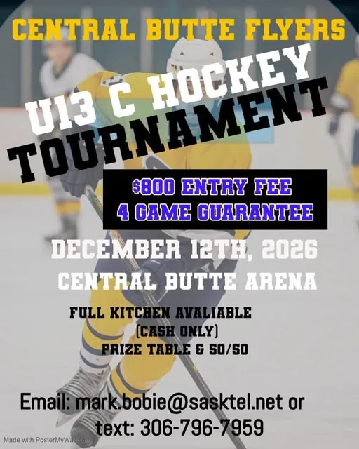 Poster for CENTRAL BUTTE FLYERS U13 C HOCKEY TOURNAMENT