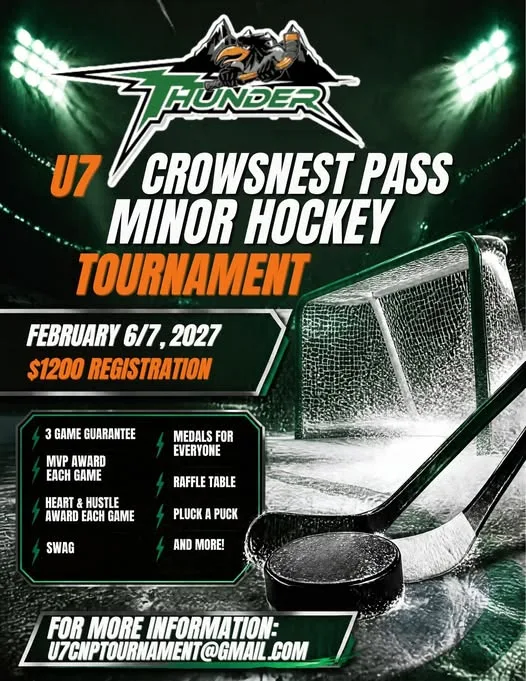 Poster for Crowsnest Pass Minor Hockey Tournament