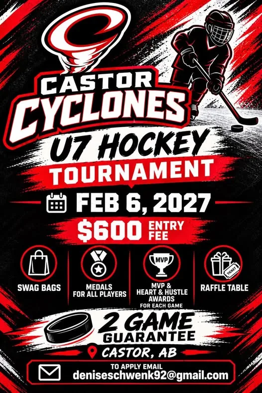 Poster for CASTOR CYCLONES U7 HOCKEY TOURNAMENT