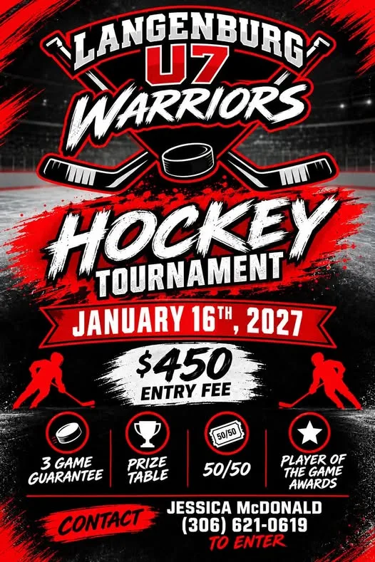 Poster for Langenburg U7 Warriors Hockey Tournament