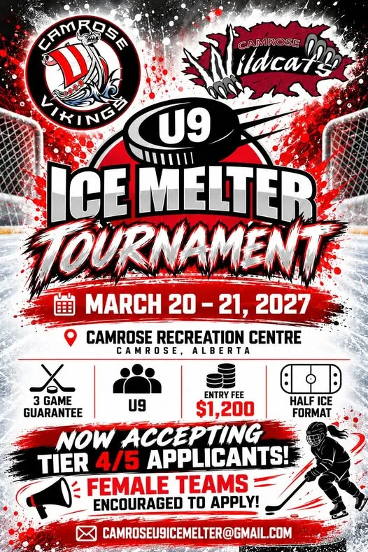 Poster for 2027 CAMROSE U9 ICE MELTER TOURNAMENT