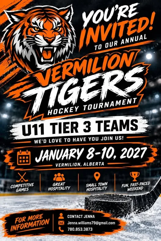 Poster for Vermilion Tigers Hockey Tournament