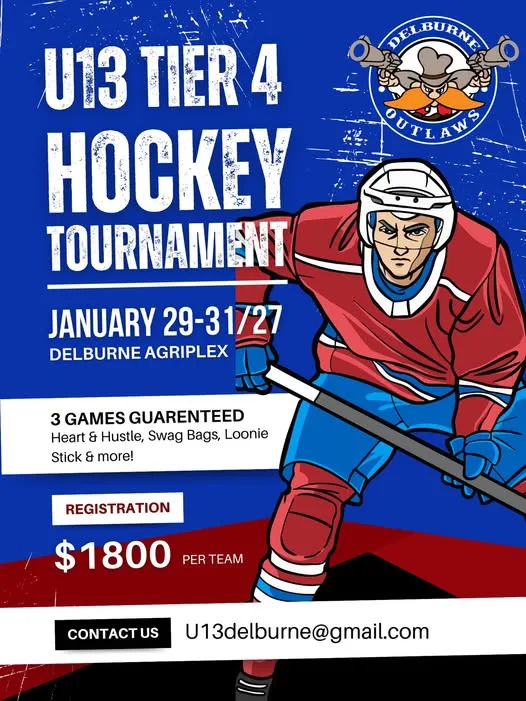 Poster for Delburne U13 Tier 4 Hockey Tournament