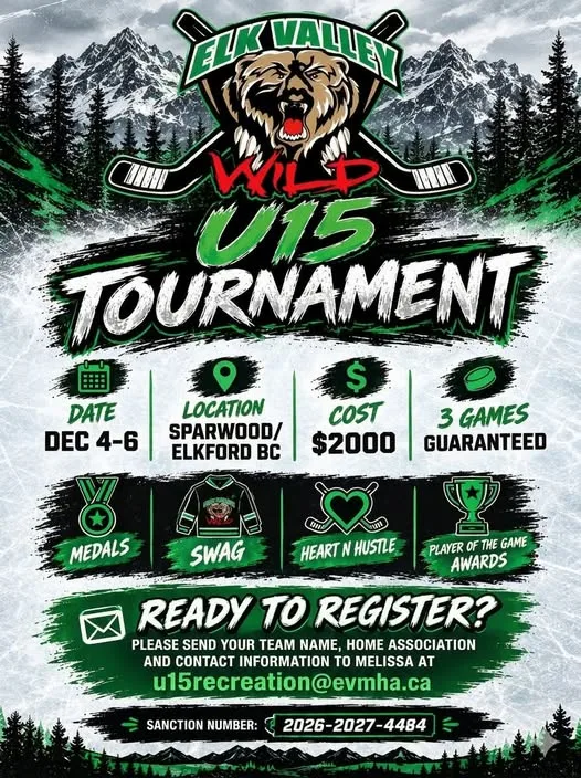 Poster for Elk Valley Wild U15 Tournament