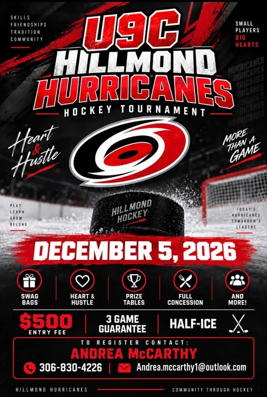 Poster for U9C Hillmond Hurricanes Hockey Tournament