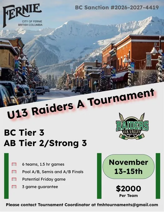 Poster for U13 Raiders A Tournament