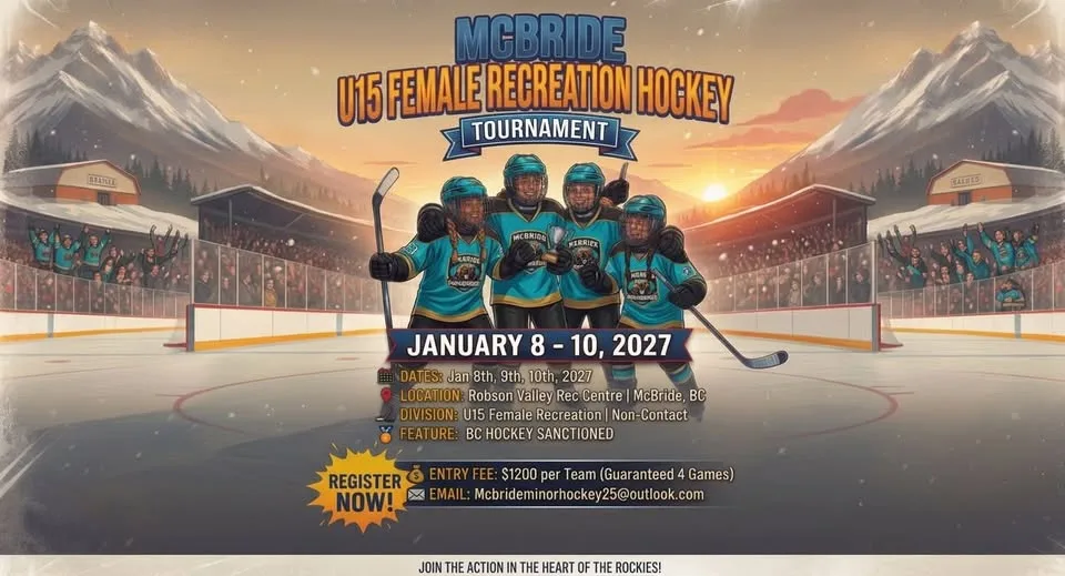 Poster for McBride U15 Female Recreation Hockey Tournament