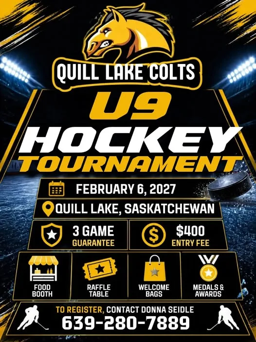 Poster for Quill Lake Colts U9 Hockey Tournament