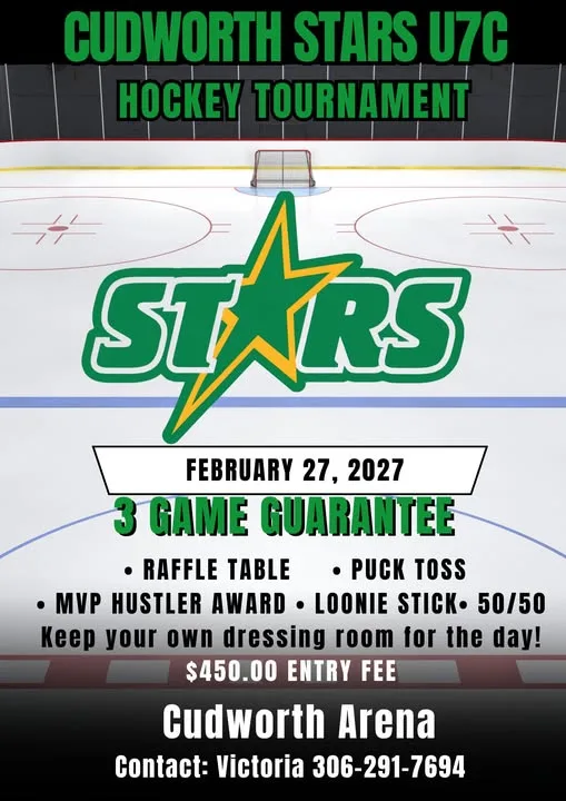 Poster for Cudworth Stars U7C Hockey Tournament
