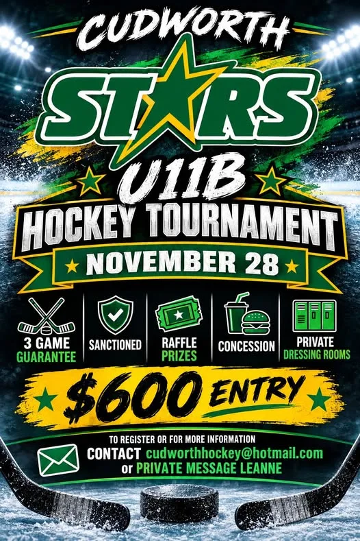 Poster for Cudworth Stars U11B Hockey Tournament