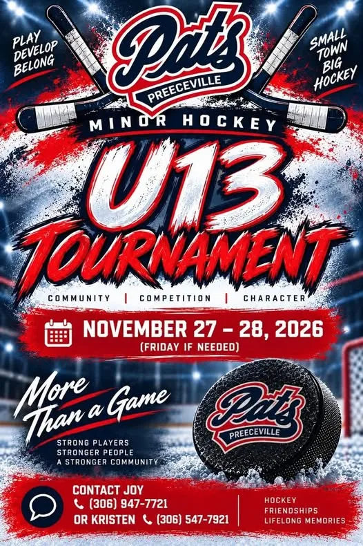 Poster for Pats Preeceville U13 Tournament