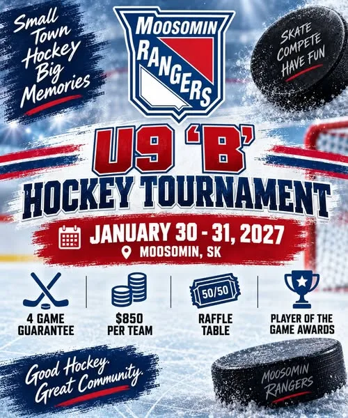 Poster for Moosomin Rangers U9 'B' Hockey Tournament