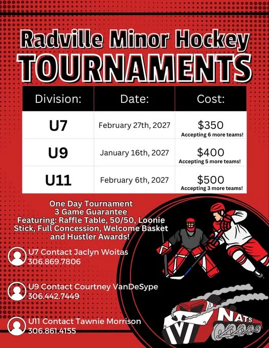 Poster for Radville Minor Hockey Tournaments