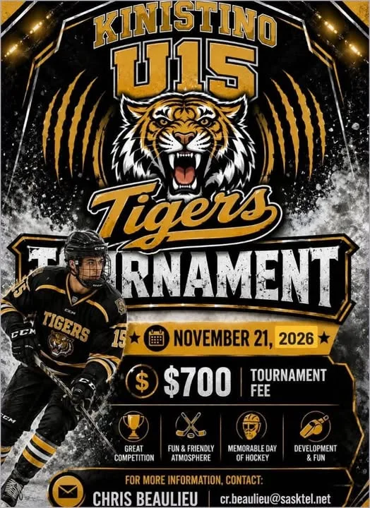 Poster for Kinistino U15 Tigers Tournament