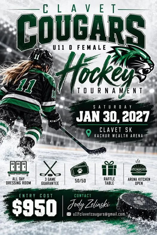 Poster for Clavet Cougars U11 D Female Hockey Tournament