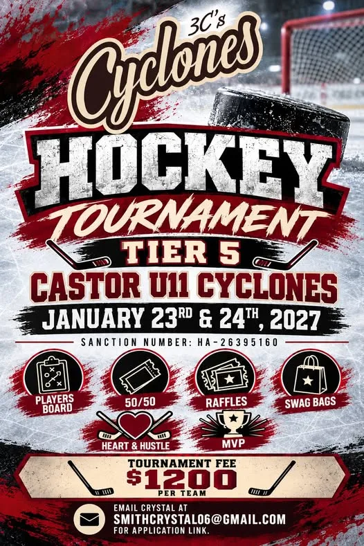 Poster for 3C's Cyclones Hockey Tournament