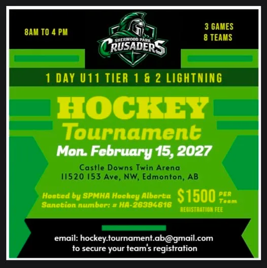 Poster for 1 Day U11 Tier 1/2 Hockey Tournament