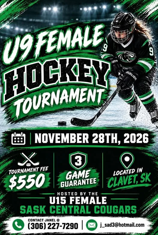 Poster for U9 Female Hockey Tournament