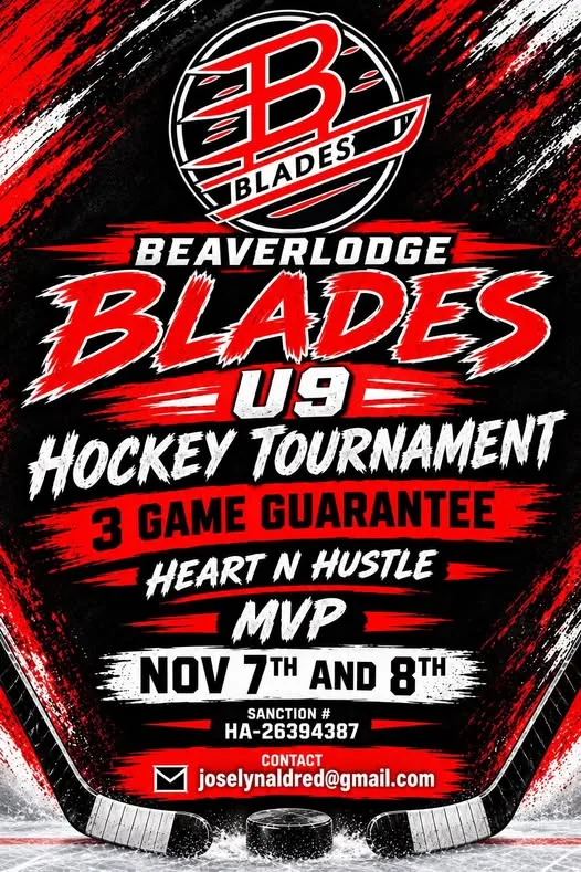Poster for Beaverlodge Blades U9 Hockey Tournament