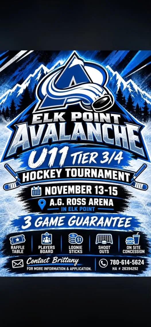Poster for ELK POINT AVALANCHE U11 TIER 3/4 HOCKEY TOURNAMENT