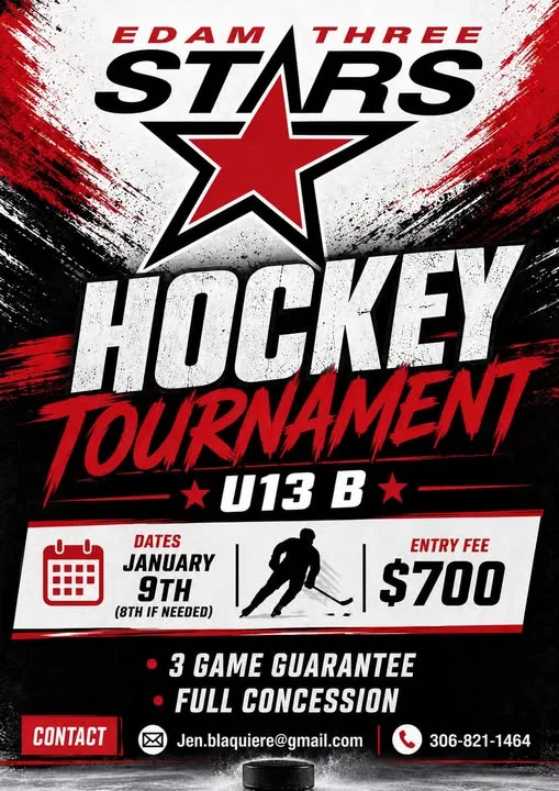 Poster for Edam Three Stars Hockey Tournament