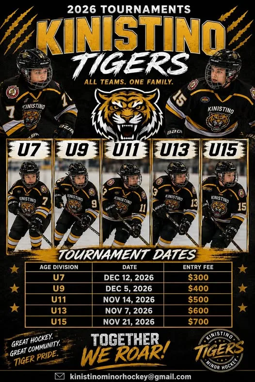 Poster for Kinistino Tigers Tournaments