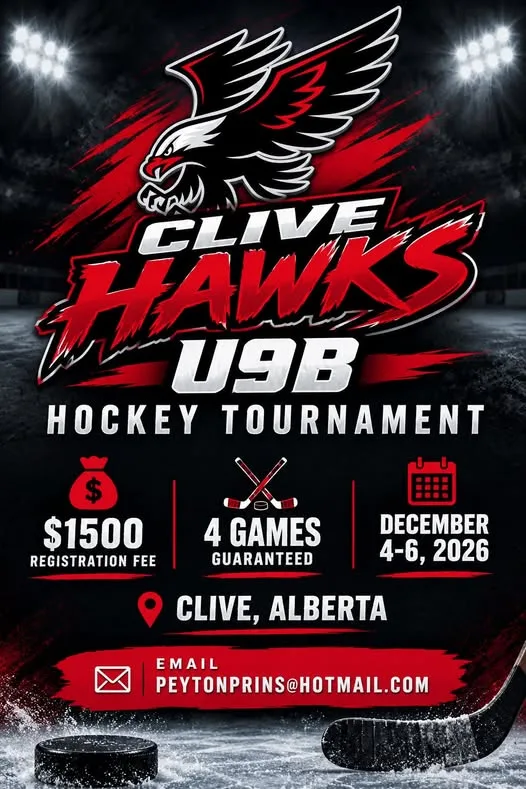 Poster for Clive Hawks U9B Hockey Tournament