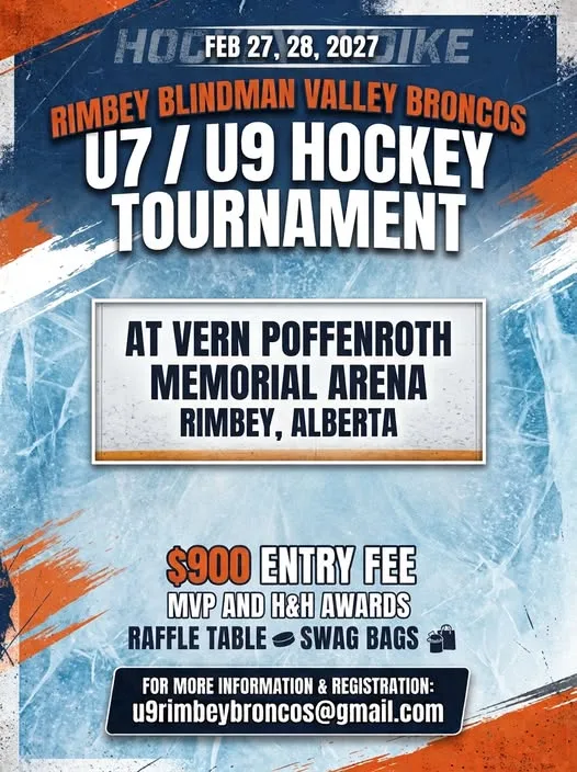 Poster for Rimbey Blindman Valley Broncos U7 / U9 Hockey Tournament