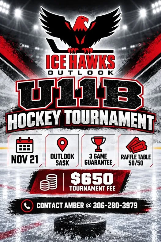 Poster for ICE HAWKS OUTLOOK U11B TOURNAMENT