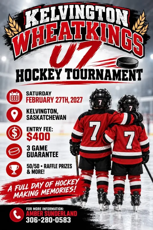 Poster for Kelvington Wheaties U7 Hockey Tournament