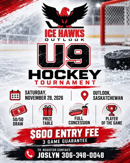 Poster for ICE HAWKS U9 HOCKEY TOURNAMENT