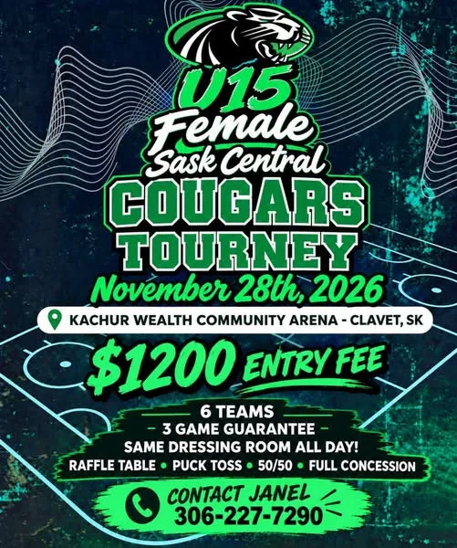 Poster for U15 Female Sask Central Cougars Tourney