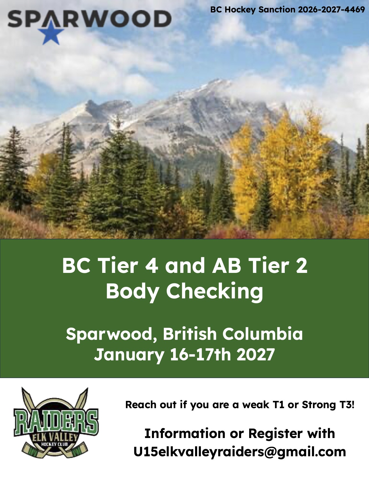 Poster for Elk Valley Raiders U15